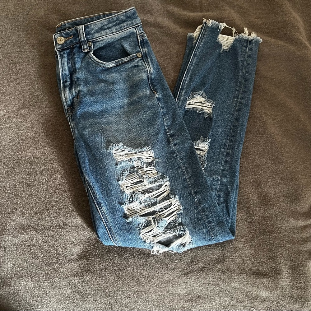 American Eagle Outfitters Ripped Blue Skinny Jeans Size 2